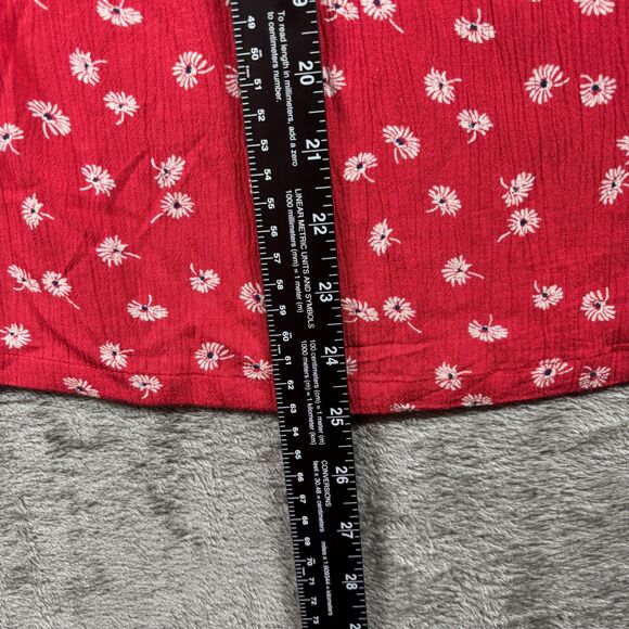 Fat Face UK Women Peasant Top Ditsy Floral Print Short Sleeve Red Size 18 J120 - Picture 5 of 9